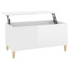 Tavolino Salotto Bianco Lucido 90x44,5x45 cm Legno ingegnerizzato