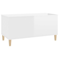 Tavolino Salotto Bianco Lucido 90x44,5x45 cm Legno ingegnerizzato