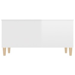 Tavolino Salotto Bianco Lucido 90x44,5x45 cm Legno ingegnerizzato