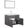    Set Mobili da Bagno Grigio Lucido in Truciolato