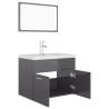    Set Mobili da Bagno Grigio Lucido in Truciolato