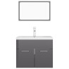    Set Mobili da Bagno Grigio Lucido in Truciolato