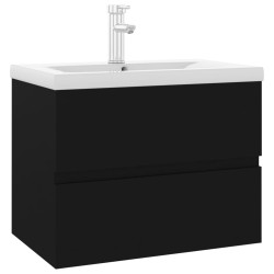    Mobile Bagno con Lavabo Integrato Nero in Truciolato