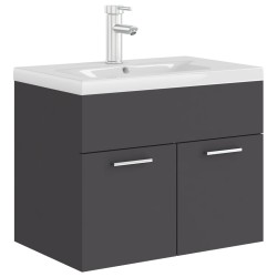    Mobile Bagno con Lavabo Integrato Grigio in Truciolato