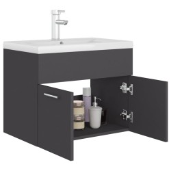    Mobile Bagno con Lavabo Integrato Grigio in Truciolato