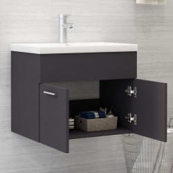    Mobile Bagno con Lavabo Integrato Grigio in Truciolato