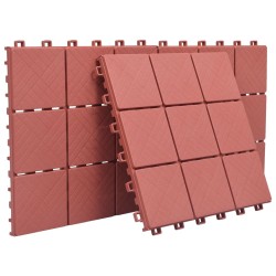 Piastrelle per Decking 10 pz Rosse 30,5x30,5 cm in Plastica