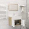 Set Mobili da Bagno Bianco e Rovere Sonoma in Truciolato