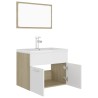 Set Mobili da Bagno Bianco e Rovere Sonoma in Truciolato