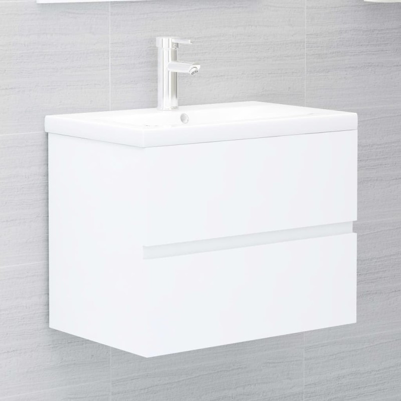    Mobile Bagno con Lavabo Integrato Bianco in Truciolato