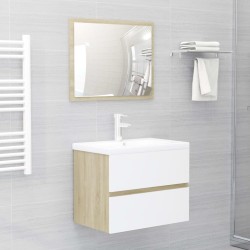 Mobile da Bagno con Lavabo Bianco e Rovere Sonoma in Truciolato