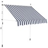 Tenda da Sole Retrattile Manuale 200 cm a Strisce Blu e Bianche