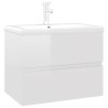    Mobile Bagno con Lavabo Integrato Bianco Lucido in Truciolato