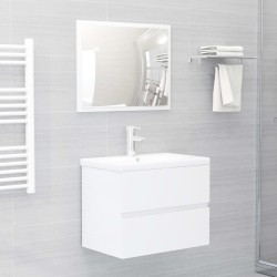    Mobile Bagno con Lavabo Integrato Bianco Lucido in Truciolato