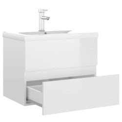    Mobile Bagno con Lavabo Integrato Bianco Lucido in Truciolato