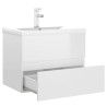    Mobile Bagno con Lavabo Integrato Bianco Lucido in Truciolato