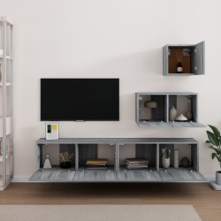 Set di Mobili Porta TV 4 pz Grigio Sonoma in Legno Ingegnerizzato