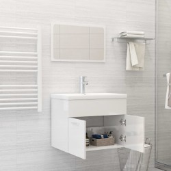    Set Mobili da Bagno Bianco Lucido in Truciolato