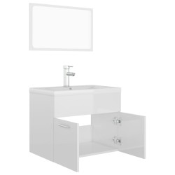    Set Mobili da Bagno Bianco Lucido in Truciolato