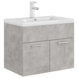    Mobile Bagno con Lavabo Integrato Grigio Cemento in Truciolato