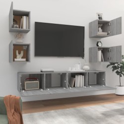 Set di Mobili Porta TV 6 pz Grigio Sonoma in Legno Ingegnerizzato