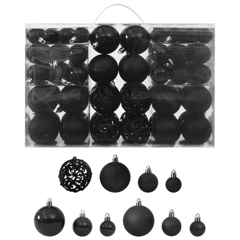 Set Palline di Natale 100 pz Nero