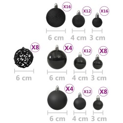 Set Palline di Natale 100 pz Nero