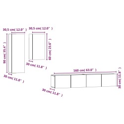    Set di Mobili Porta TV 4 pz Grigio Sonoma in Legno Ingegnerizzato