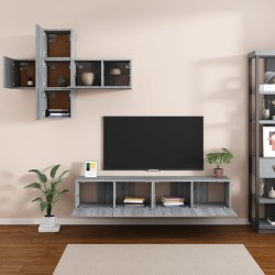 Set di Mobili Porta TV 7 pz Grigio Sonoma in Legno Ingegnerizzato