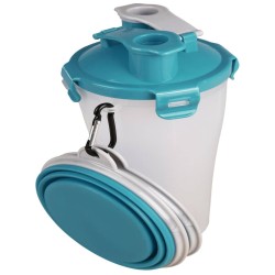 FLAMINGO Tazza da Viaggio Animali Acqua/Cibo  2-in-1 Trinka Blu Grigio