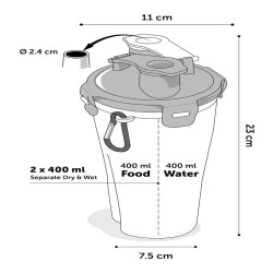 FLAMINGO Tazza da Viaggio Animali Acqua/Cibo  2-in-1 Trinka Blu Grigio