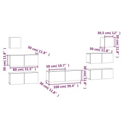 Set di Mobili Porta TV 7 pz Grigio Sonoma in Legno Ingegnerizzato