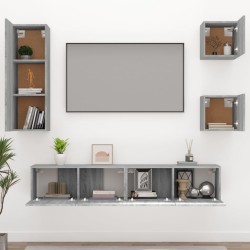 Set di Mobili Porta TV 5 pz Grigio Sonoma in Legno Ingegnerizzato