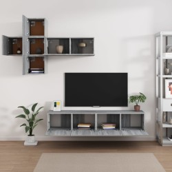    Set di Mobili Porta TV 7 pz Grigio Sonoma in Legno Ingegnerizzato