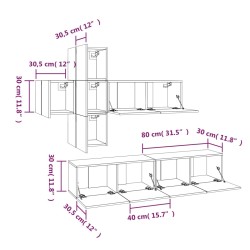    Set di Mobili Porta TV 7 pz Grigio Sonoma in Legno Ingegnerizzato