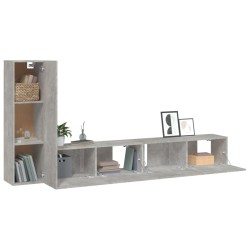 Set di Mobili Porta TV 3 pz Grigio Cemento in Legno Ingegnerizzato