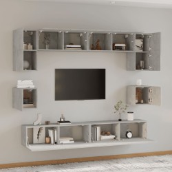    Set Mobili Porta TV 8pz Grigio Cemento in Legno Ingegnerizzato