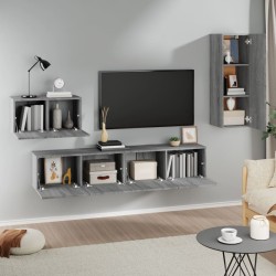 Set di Mobili Porta TV 4 pz Grigio Sonoma in Legno Ingegnerizzato