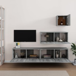    Set di Mobili Porta TV 4 pz Grigio Sonoma in Legno Ingegnerizzato