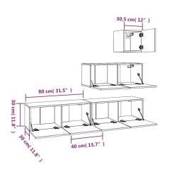    Set di Mobili Porta TV 4 pz Grigio Sonoma in Legno Ingegnerizzato