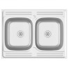 Lavello Cucina Doppia Vasca 800x600x155 mm Argento Acciaio Inox