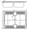 Lavello Cucina Doppia Vasca 800x600x155 mm Argento Acciaio Inox