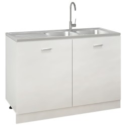 Lavello da Cucina Doppia Vasca Argento 1200x600x155 mm Acciaio