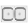 Lavello Cucina Doppia Vasca 800x500x155 mm Argento Acciaio Inox