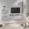 Set di Mobili Porta TV 4 pz Grigio Cemento in Legno Ingegnerizzato