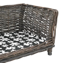 Cesta per Cani con Cuscino Grigio 90x54x35 cm Salice Naturale