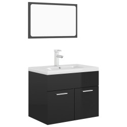    Set Mobili da Bagno Nero Lucido in Truciolato