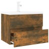    Mobile Bagno con Lavabo Integrato Rovere Fumo Legno ingegnerizzato