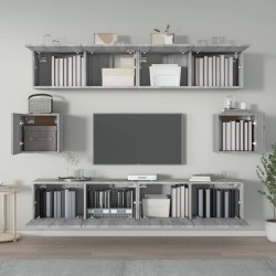 Set di Mobili Porta TV 6 pz Grigio Sonoma in Legno Ingegnerizzato