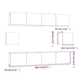 Set di Mobili Porta TV 6 pz Grigio Sonoma in Legno Ingegnerizzato